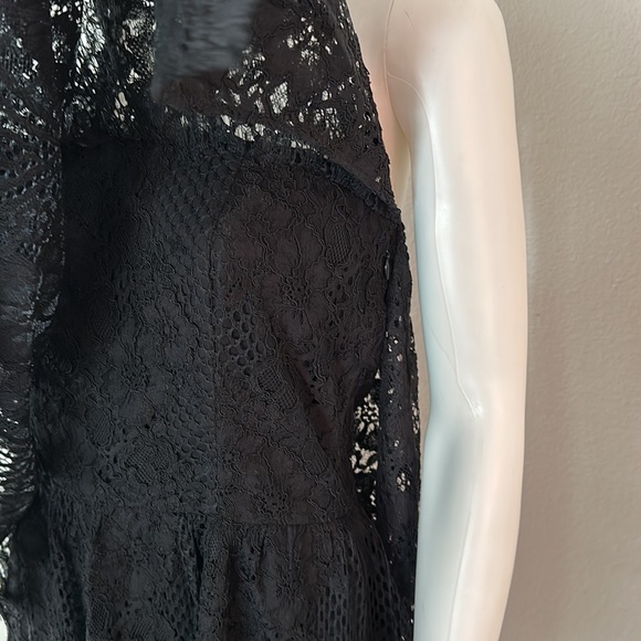 ALEXIS black lace tiered halter straps cocktail party dress S - Picture 3 of 8